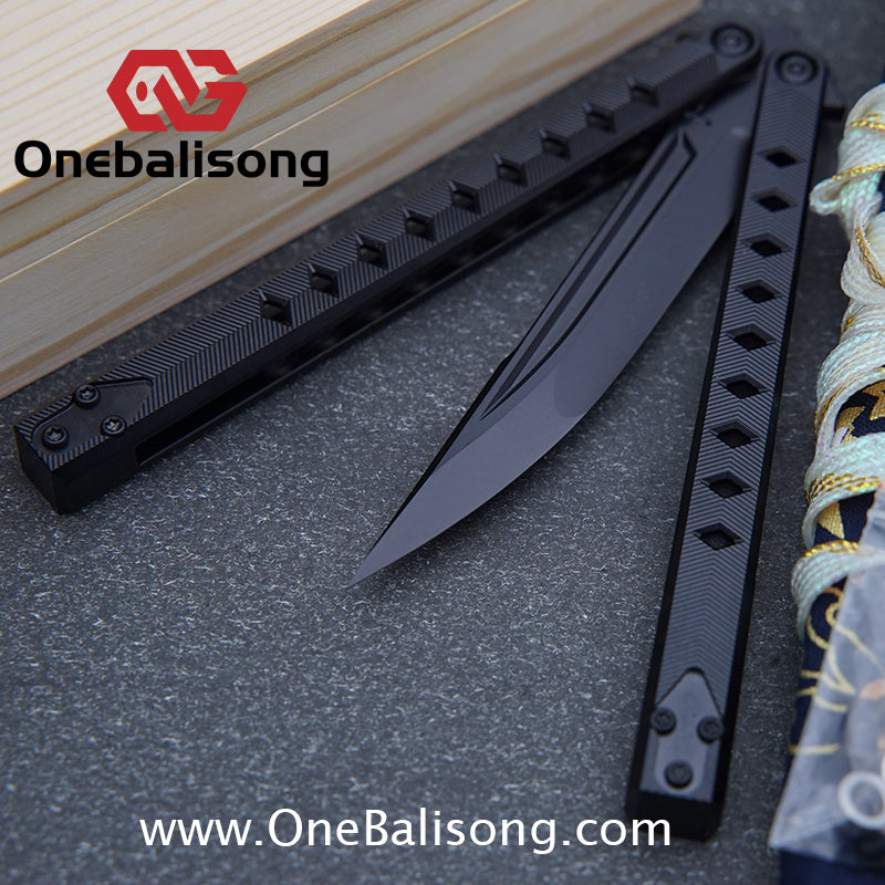 Blue River Konohishi Clone Balisong Titanium Alloy Handle Stainless Steel Blade Bushing