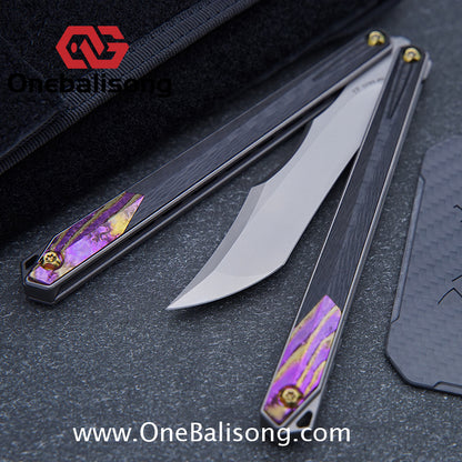 To Follow Crisis Balisong Titanium-6AI-4V Handle M390 Stainless Steel Blade Bushing