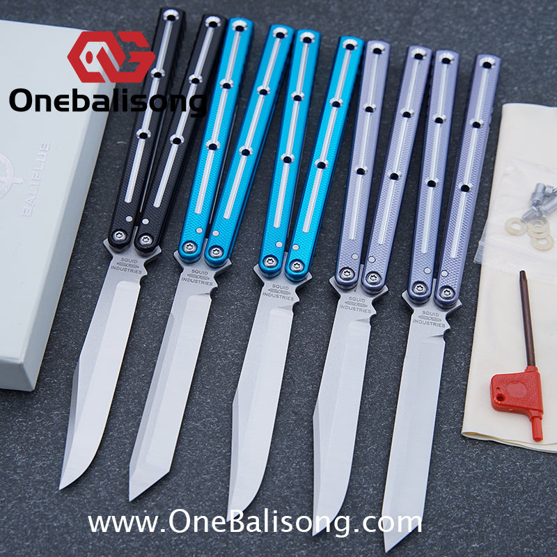 Baliplus 7075 Glossy Bright Slot Kraken V3 Aluminum Balisong Stainless Steel Blade Clone Bushing