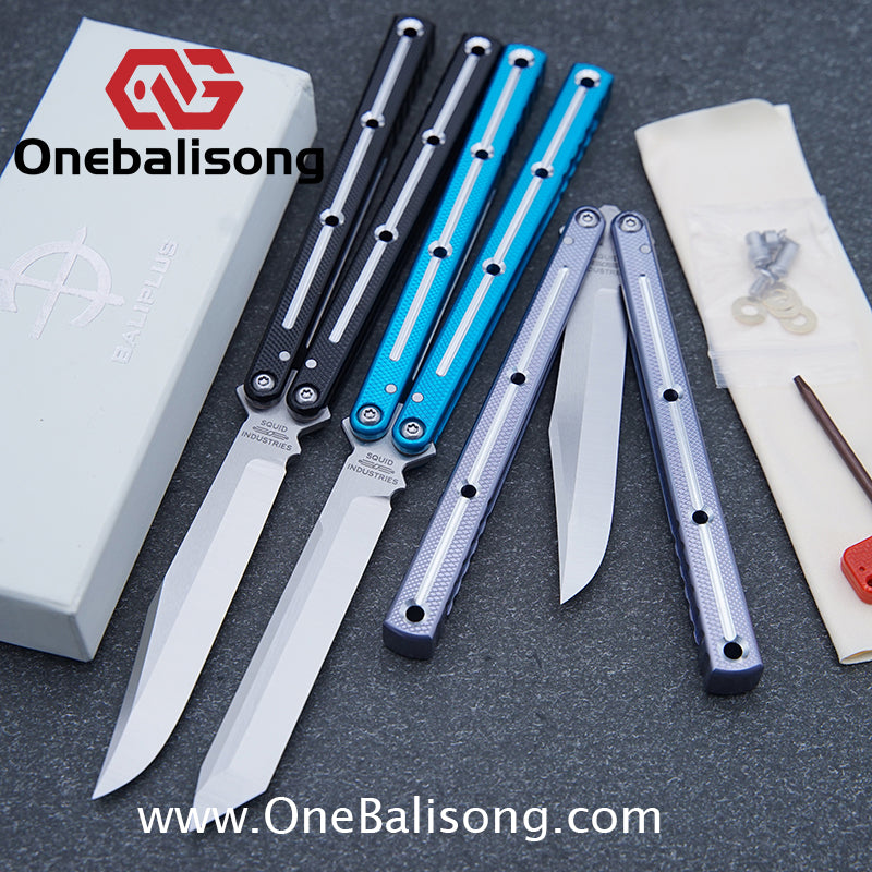 Baliplus 7075 Glossy Bright Slot Kraken V3 Aluminum Balisong Stainless Steel Blade Clone Bushing