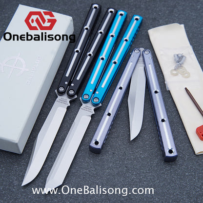 Baliplus 7075 Glossy Bright Slot Kraken V3 Aluminum Balisong Stainless Steel Blade Clone Bushing