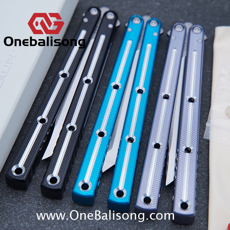 Baliplus 7075 Glossy Bright Slot Kraken V3 Aluminum Balisong Stainless Steel Blade Clone Bushing