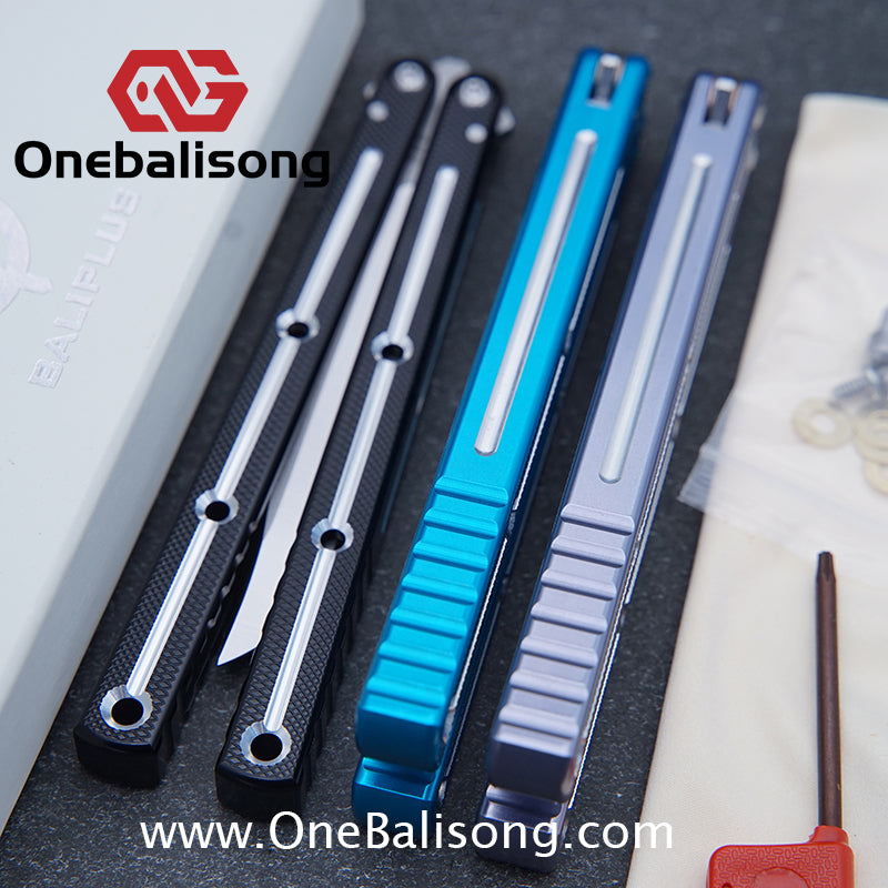 Baliplus 7075 Glossy Bright Slot Kraken V3 Aluminum Balisong Stainless Steel Blade Clone Bushing