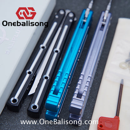 Baliplus 7075 Glossy Bright Slot Kraken V3 Aluminum Balisong Stainless Steel Blade Clone Bushing