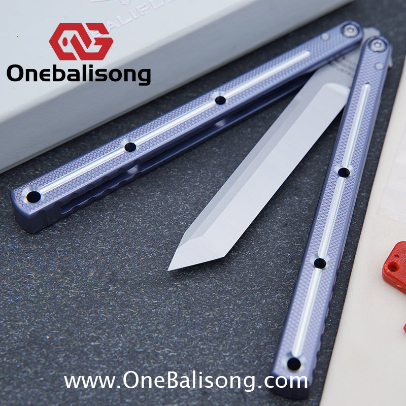 Baliplus 7075 Glossy Bright Slot Kraken V3 Aluminum Balisong Stainless Steel Blade Clone Bushing