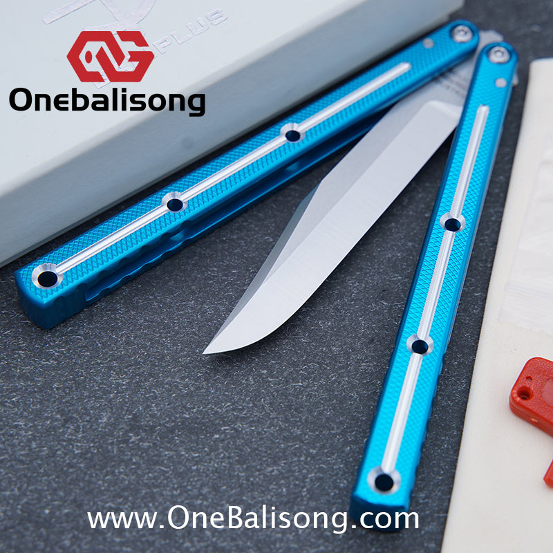 Baliplus 7075 Glossy Bright Slot Kraken V3 Aluminum Balisong Stainless Steel Blade Clone Bushing