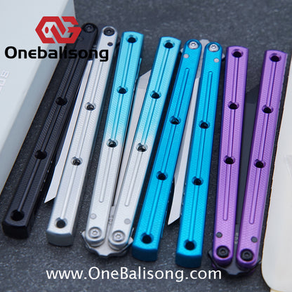 Baliplus Kraken Balisong Glossy clone Tanto/Bowie/Weekawk  live/Fake Blade Channel 7075 Aluminum Glossy Handle Bushings 9cr18