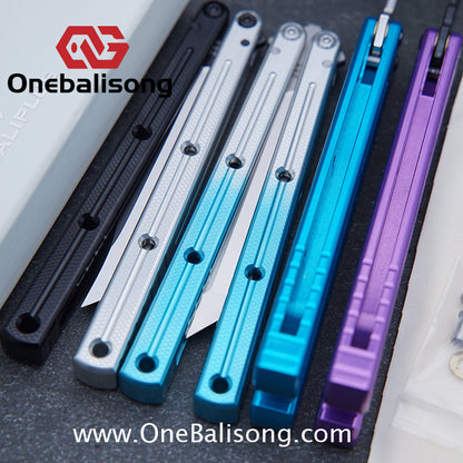 Baliplus Kraken Balisong Glossy clone Tanto/Bowie/Weekawk  live/Fake Blade Channel 7075 Aluminum Glossy Handle Bushings 9cr18