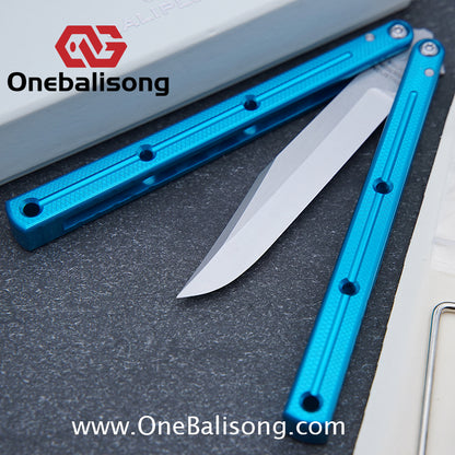 Baliplus Kraken Balisong Glossy clone Tanto/Bowie/Weekawk  live/Fake Blade Channel 7075 Aluminum Glossy Handle Bushings 9cr18