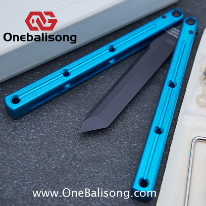 Baliplus Kraken Balisong Glossy clone Tanto/Bowie/Weekawk  live/Fake Blade Channel 7075 Aluminum Glossy Handle Bushings 9cr18
