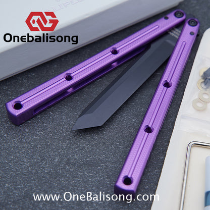 Baliplus Kraken Balisong Glossy clone Tanto/Bowie/Weekawk  live/Fake Blade Channel 7075 Aluminum Glossy Handle Bushings 9cr18