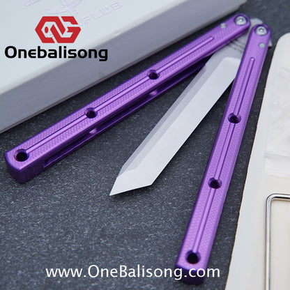 Baliplus Kraken Balisong Glossy clone Tanto/Bowie/Weekawk  live/Fake Blade Channel 7075 Aluminum Glossy Handle Bushings 9cr18
