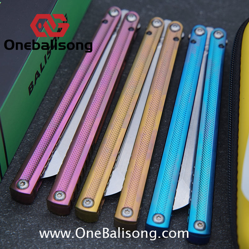 ARMED SHARK Sasaki/Sasori Fake Blade Balisong Clone TC4 Titanium Alloy Handle 14C28N MOV Stainless Steel Blade Bushing