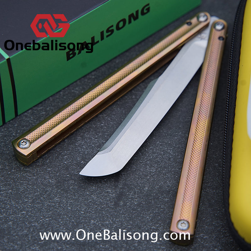 ARMED SHARK Sasaki/Sasori Fake Blade Balisong Clone TC4 Titanium Alloy Handle 14C28N MOV Stainless Steel Blade Bushing