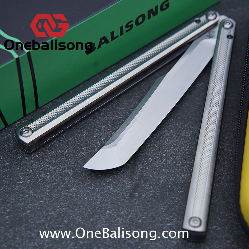 ARMED SHARK Sasaki/Sasori Fake Blade Balisong Clone TC4 Titanium Alloy Handle 14C28N MOV Stainless Steel Blade Bushing