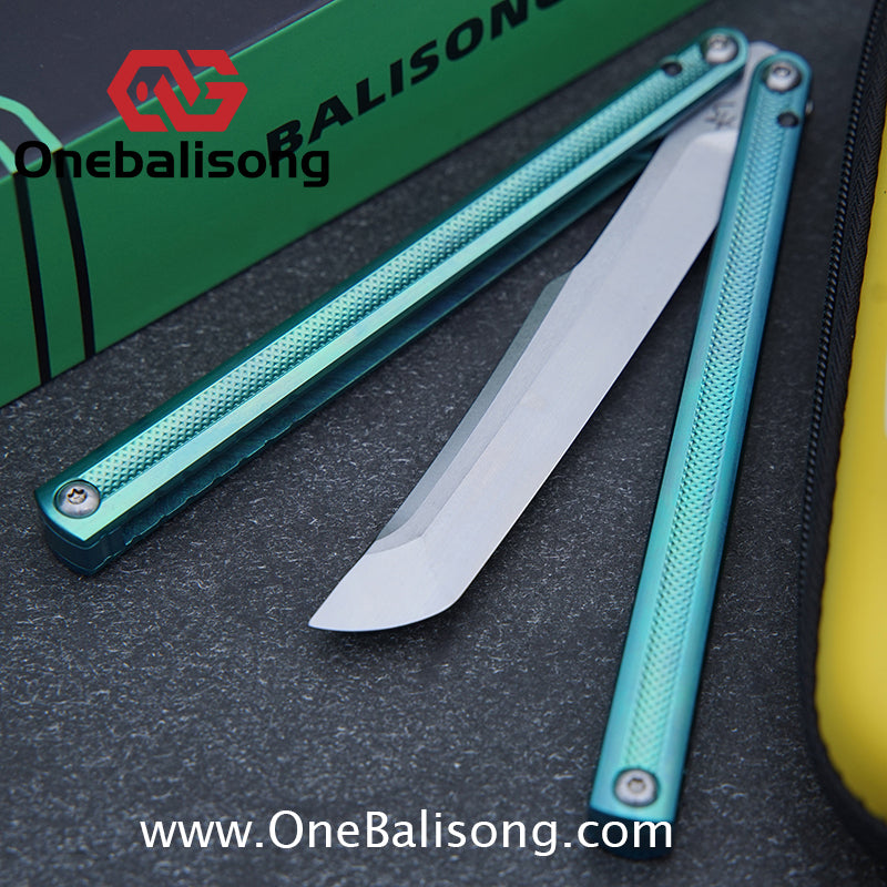 ARMED SHARK Sasaki/Sasori Fake Blade Balisong Clone TC4 Titanium Alloy Handle 14C28N MOV Stainless Steel Blade Bushing