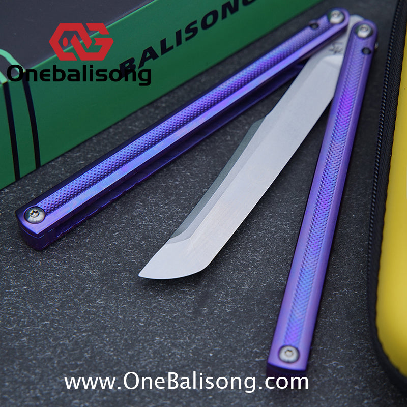 ARMED SHARK Sasaki/Sasori Fake Blade Balisong Clone TC4 Titanium Alloy Handle 14C28N MOV Stainless Steel Blade Bushing