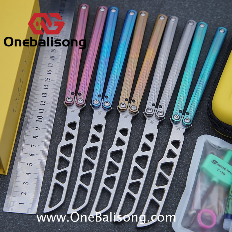 ARMED SHARK Sasaki/Sasori Balisong Clone TC4 Titanium Alloy Handle 14C28N MOV/5CR15 Stainless Steel Blade Bushing