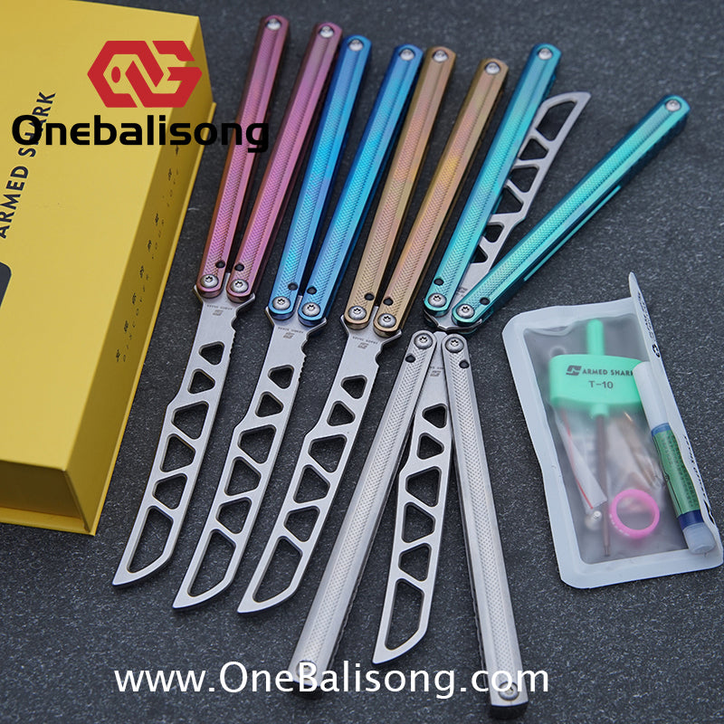 ARMED SHARK Sasaki/Sasori Balisong Clone TC4 Titanium Alloy Handle 14C28N MOV/5CR15 Stainless Steel Blade Bushing