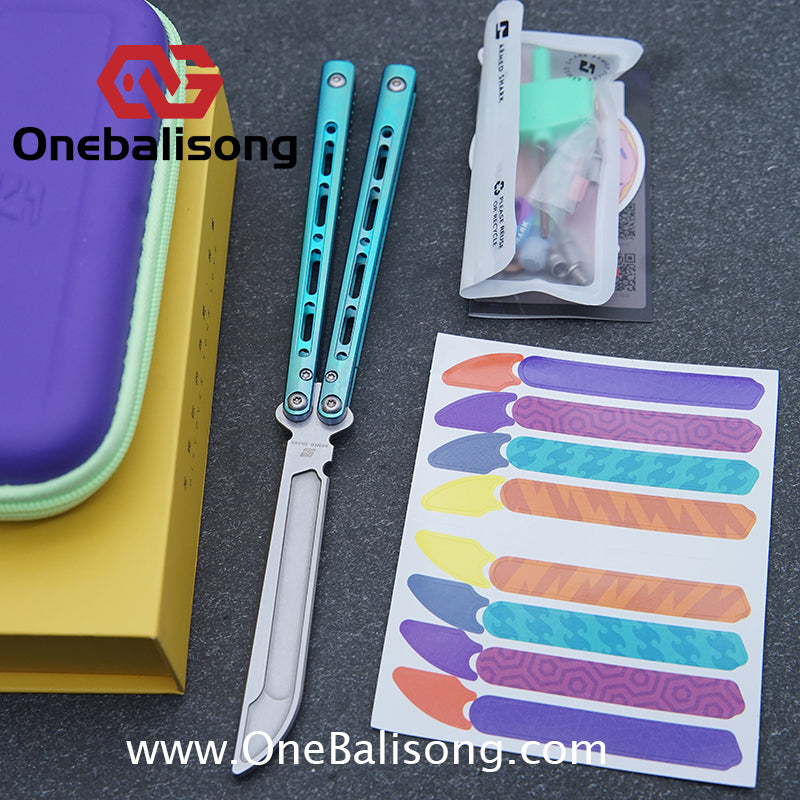 ARMED SHARK MASHIN Balisong Clone TC4 Titanium Alloy Handle 5CR15 Stainless Steel Blade Bushing