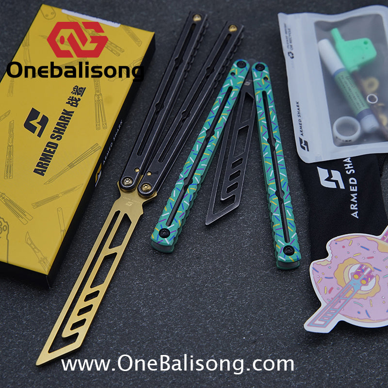 ARMED SHARK Steel Kraken V3 Balisong Clone 3CR13 Stainless Steel Handle Stainless Steel Blade Bushings