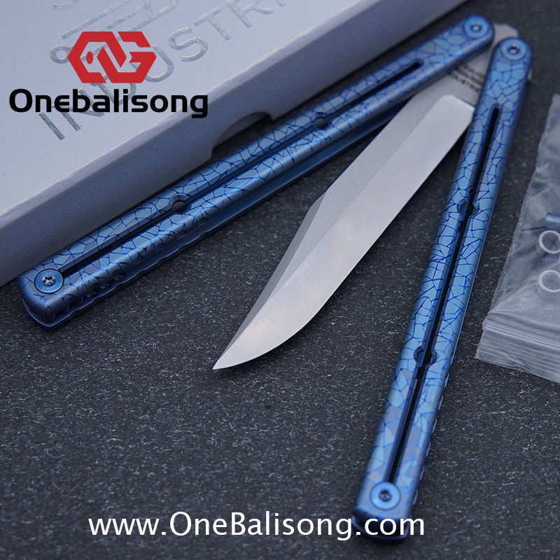Blue River Sandwich Titanium Kraken Balisong TC4 Titanium Alloy Handle Fake Blade Bushing