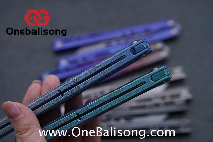 TUYAKNIFE Jormungandr Balisong TC4 Titanium Alloy Handle M390 Stainless Steel Blade Bushing
