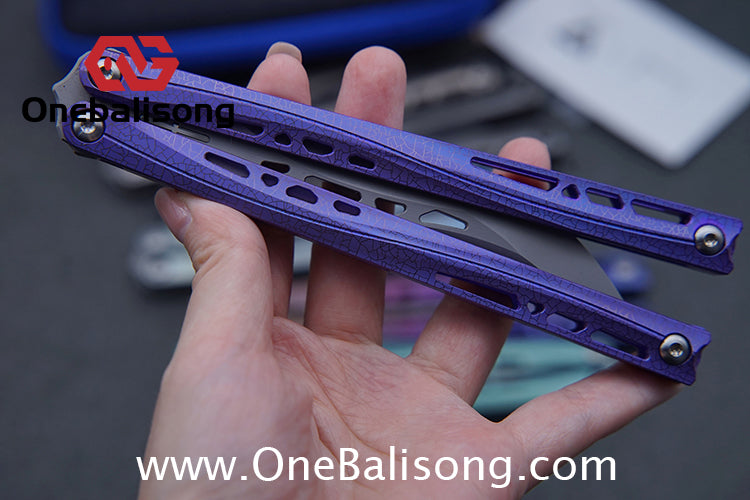 TUYAKNIFE Jormungandr Balisong TC4 Titanium Alloy Handle M390 Stainless Steel Blade Bushing