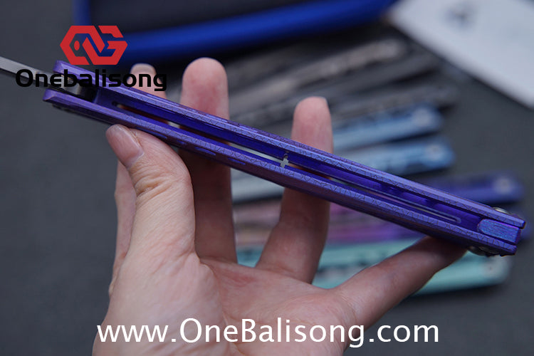 TUYAKNIFE Jormungandr Balisong TC4 Titanium Alloy Handle M390 Stainless Steel Blade Bushing