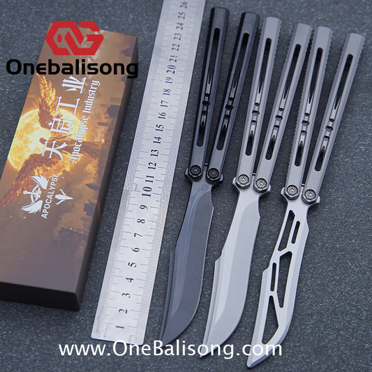 APOCALYPSE TIANQI Titanium Vixen V2 Balisong Clone Titanium Alloy Handle Stainless Steel Blade Bushing