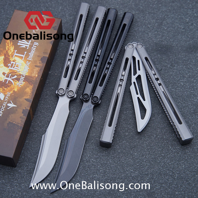 APOCALYPSE TIANQI Titanium Vixen V2 Balisong Clone Titanium Alloy Handle Stainless Steel Blade Bushing