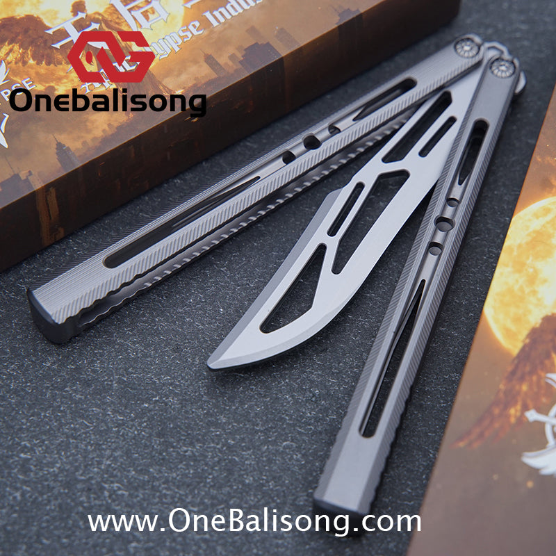 APOCALYPSE TIANQI Titanium Vixen V2 Balisong Clone Titanium Alloy Handle Stainless Steel Blade Bushing
