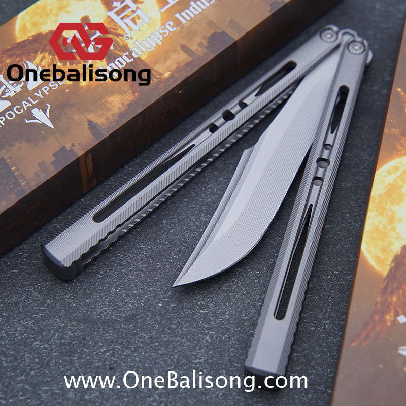 APOCALYPSE TIANQI Titanium Vixen V2 Balisong Clone Titanium Alloy Handle Stainless Steel Blade Bushing