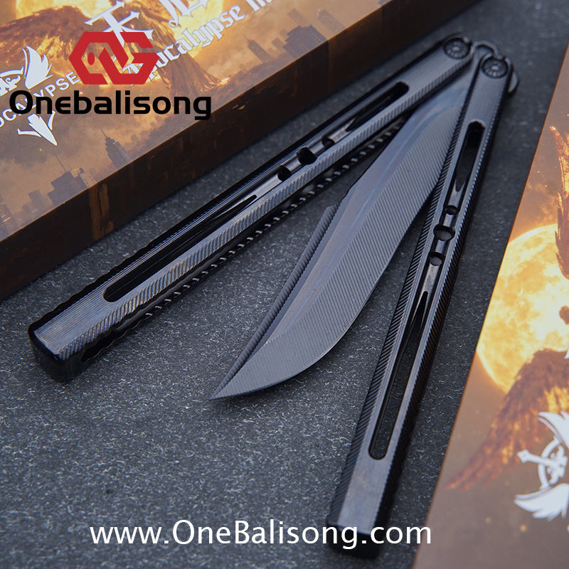 APOCALYPSE TIANQI Titanium Vixen V2 Balisong Clone Titanium Alloy Handle Stainless Steel Blade Bushing