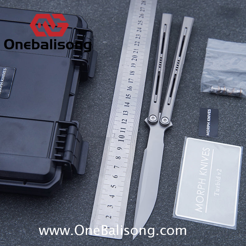 MORPH KNIVES Turbid v2 Original Balisong Ti-6AL-4V Titanium Alloy Handle CPM S35VN Stainless Steel Blade Bushing