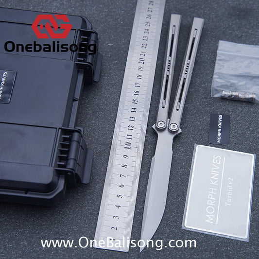MORPH KNIVES Turbid v2 Original Balisong Ti-6AL-4V Titanium Alloy Handle CPM S35VN Stainless Steel Blade Bushing