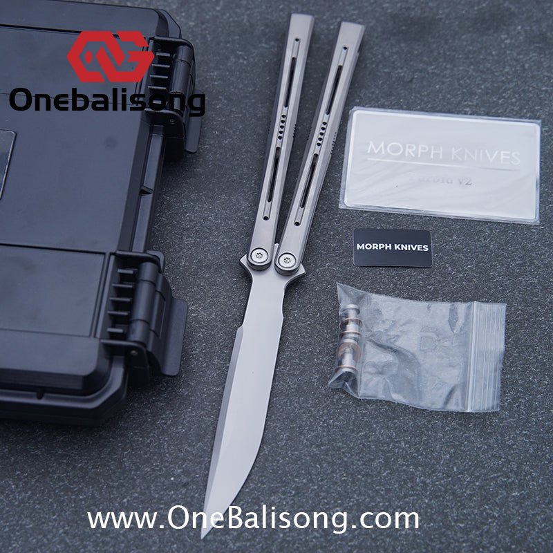 MORPH KNIVES Turbid v2 Original Balisong Ti-6AL-4V Titanium Alloy Handle CPM S35VN Stainless Steel Blade Bushing