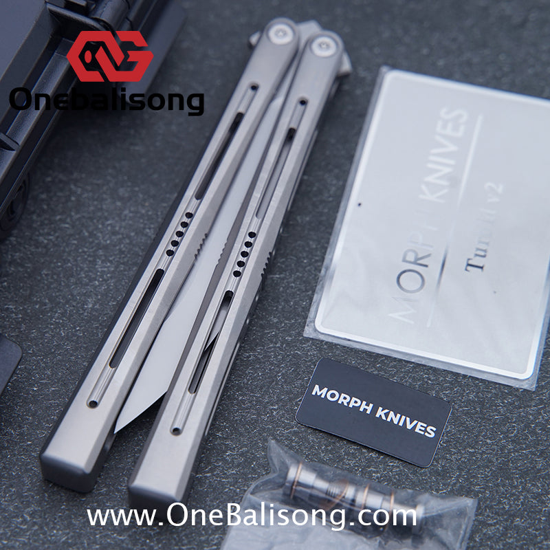 MORPH KNIVES Turbid v2 Original Balisong Ti-6AL-4V Titanium Alloy Handle CPM S35VN Stainless Steel Blade Bushing