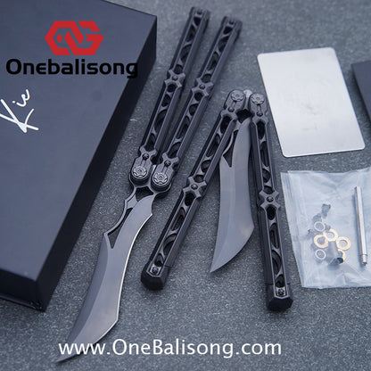 KIE Asmodade Original Balisong Titanium Alloy DLC Handle M390 Stainless Steel Blade Bushing