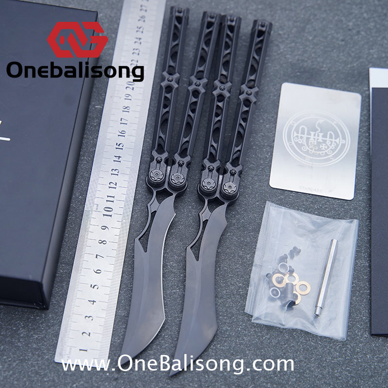 KIE Asmodade Original Balisong Titanium Alloy DLC Handle M390 Stainless Steel Blade Bushing