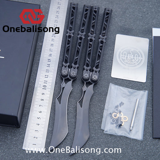 KIE Asmodade Original Balisong Titanium Alloy DLC Handle M390 Stainless Steel Blade Bushing
