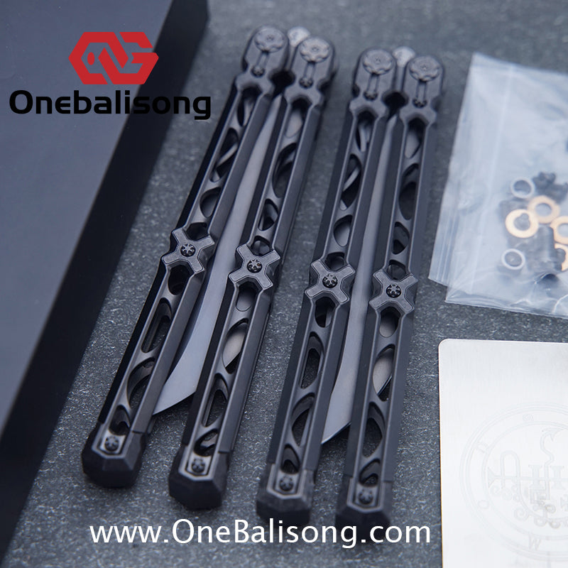 KIE Asmodade Original Balisong Titanium Alloy DLC Handle M390 Stainless Steel Blade Bushing