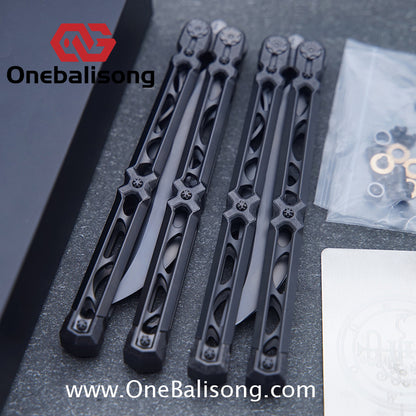 KIE Asmodade Original Balisong Titanium Alloy DLC Handle M390 Stainless Steel Blade Bushing