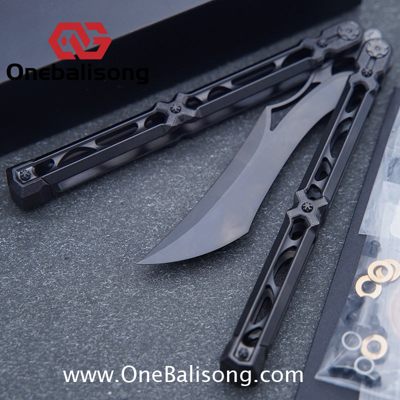KIE Asmodade Original Balisong Titanium Alloy DLC Handle M390 Stainless Steel Blade Bushing