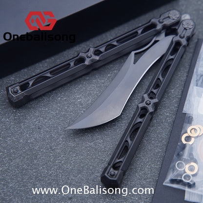 KIE Asmodade Original Balisong Titanium Alloy DLC Handle M390 Stainless Steel Blade Bushing