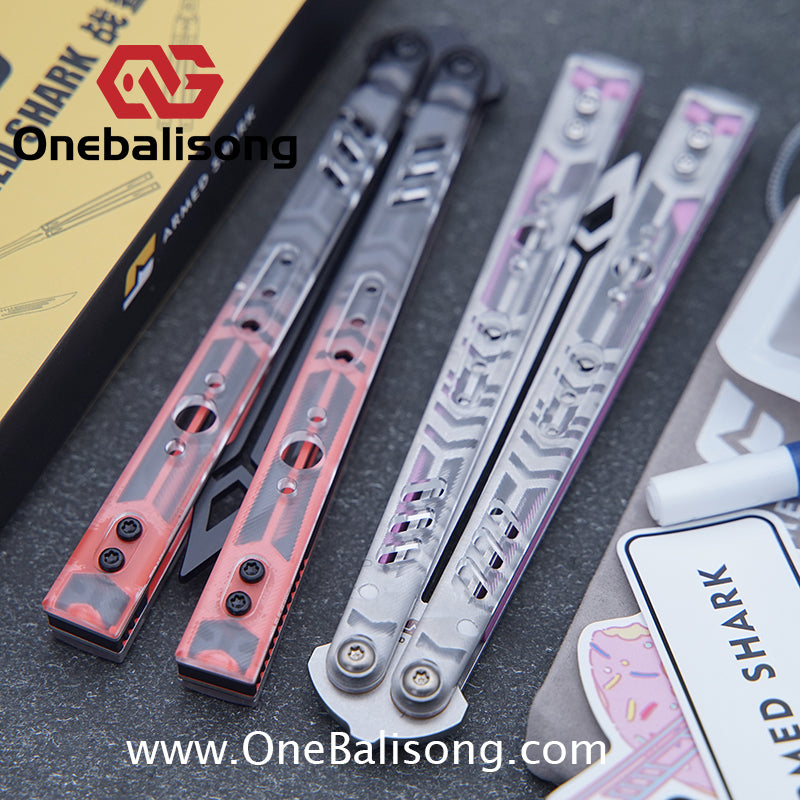 ARMED SHARK Transparent Acrylic Plate REP Balisong Clone 5CR15 Stainless Steel imported acrylic G10 integrated counterweight Bushings