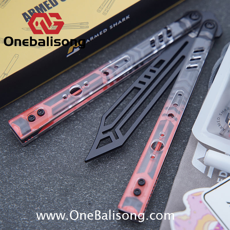 ARMED SHARK Transparent Acrylic Plate REP Balisong Clone 5CR15 Stainless Steel imported acrylic G10 integrated counterweight Bushings