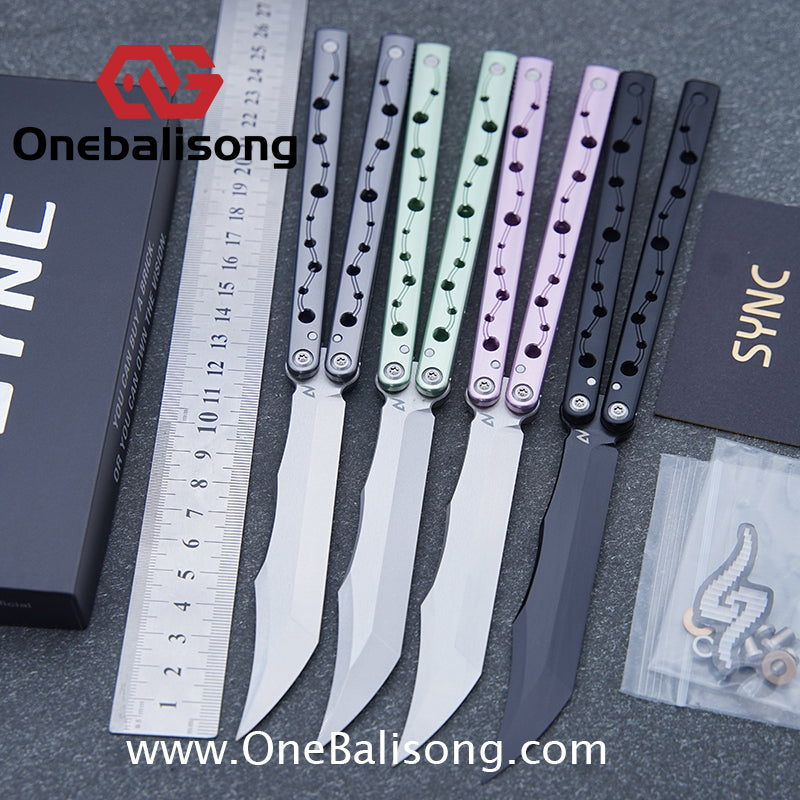 SYNC Ming Balisong Original 7075 Aluminum Alloy Handle Stainless Steel Blade Bushing