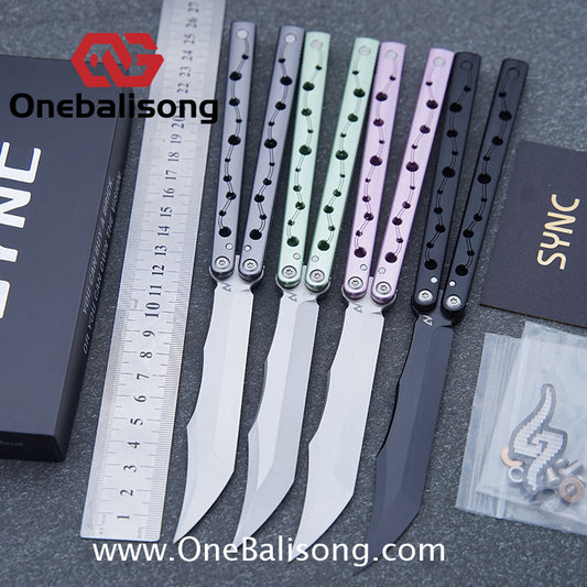 SYNC Ming Balisong Original 7075 Aluminum Alloy Handle Stainless Steel Blade Bushing