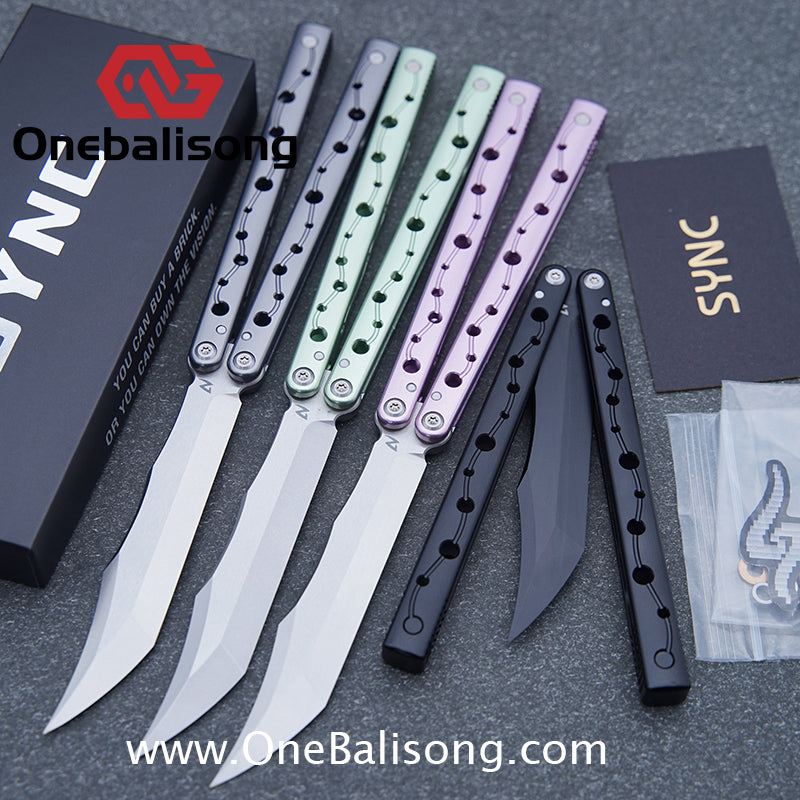 SYNC Ming Balisong Original 7075 Aluminum Alloy Handle Stainless Steel Blade Bushing